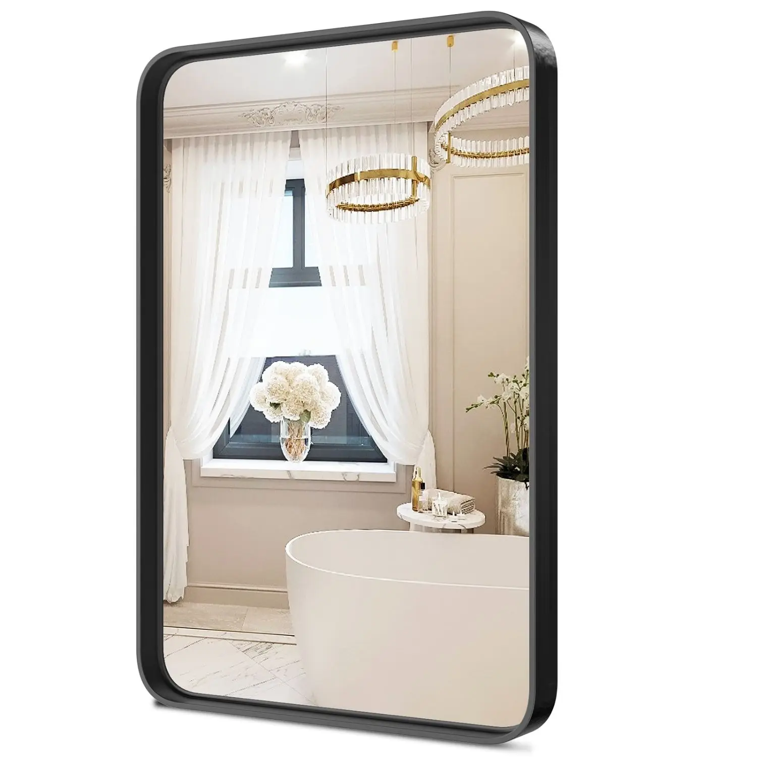 Bathroom Mirror 21.65X29.53 Inch Black Metal Frame Rectangle Vanity Mirror with Rounded Corners, Modern Wall Mounted Anti-Rust Mirror for Farmhouse, Restroom, Entryway, Horizontal or Vertical Hanging
Bathroom Mirror 21.65X29.53 Inch Black Metal Frame Rectangle Vanity Mirror with Rounded Corners, Modern Wall Mounted Anti-Rust Mirror for Farmhouse, Restroom, Entryway, Horizontal or Vertical Hanging