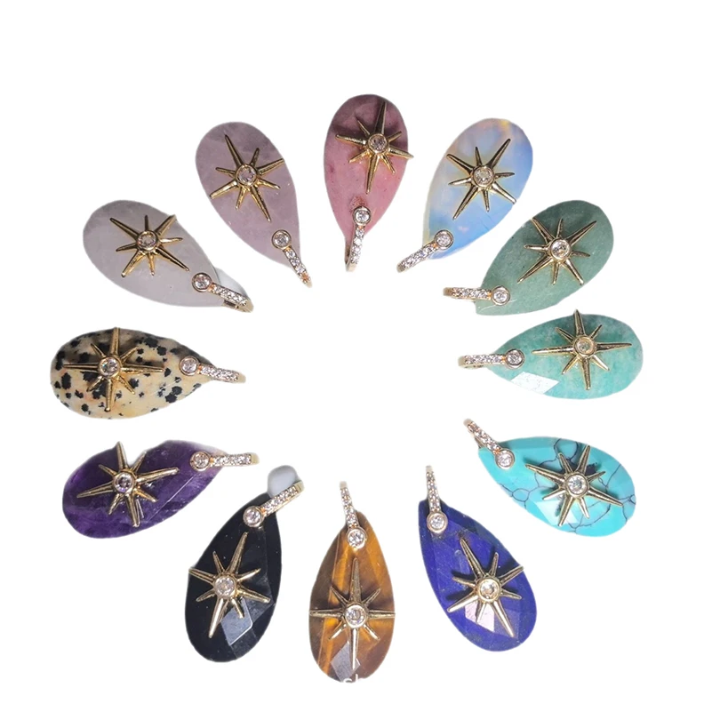 6pcs/lot Jewelry Accessory Natural Stone water droplet section with copper water dropShaped Pendant For Charms Earrings
6pcs/lot Jewelry Accessory Natural Stone water droplet section with copper water dropShaped Pendant For Charms Earrings
