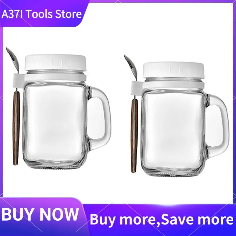 2 Pieces Glass Containers With Handle And Spoon, Glass Storage Jars , Reusable Leak-Proof Cups For Travelling
2 Pieces Glass Containers With Handle And Spoon, Glass Storage Jars , Reusable Leak-Proof Cups For Travelling
