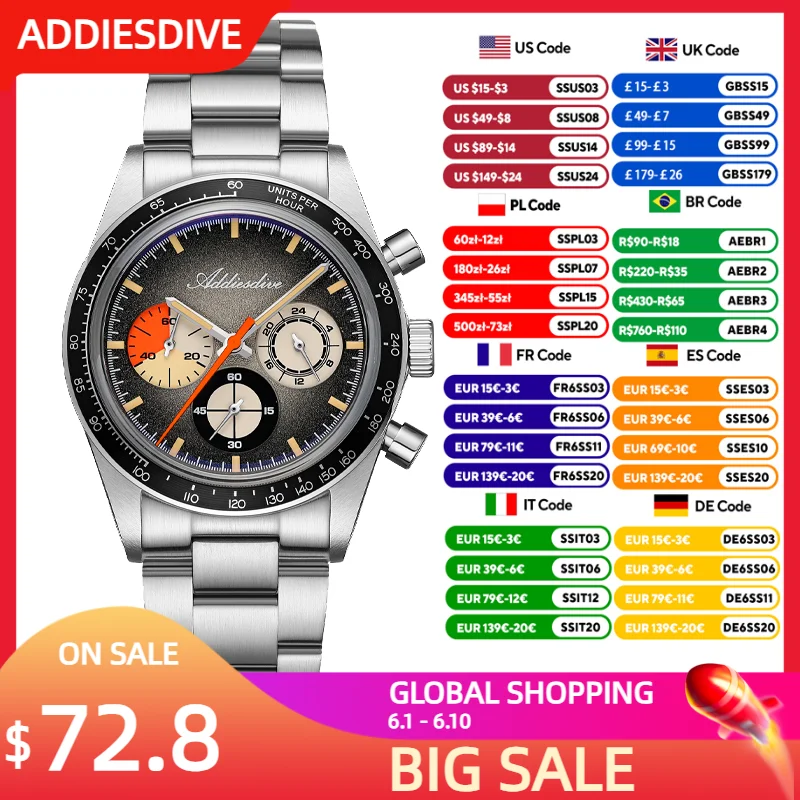 ADDIESDIVE 2026 New Quartz Wristwatch Luxury 0S20 Chronograph Men Watches C3 Luminous Dive 100m Waterproof 316L Stainless Steel
ADDIESDIVE 2026 New Quartz Wristwatch Luxury 0S20 Chronograph Men Watches C3 Luminous Dive 100m Waterproof 316L Stainless Steel