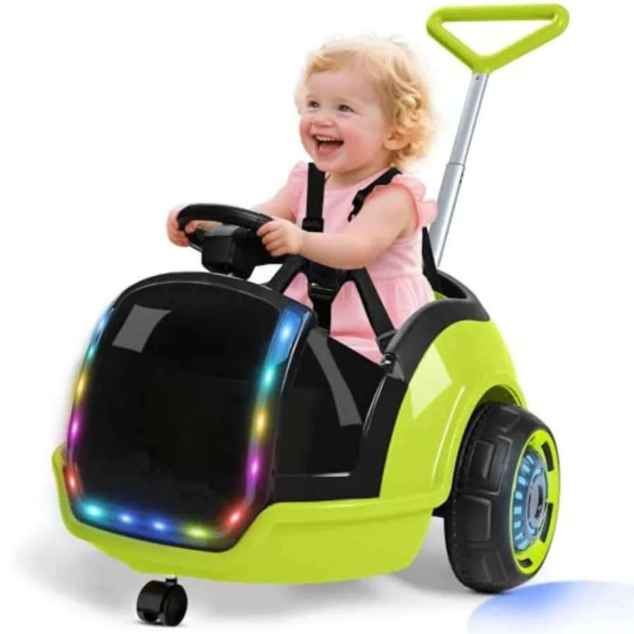 Электрический детский автомобиль 3-в-1 с функцией катания, 12В, с пультом управления, 360° вращение ° Светящийся вращающийся светоотражатель (спиннер) с 5-точечным ремнем безопасности и разноцветной LED-подсветкой
Электрический детский автомобиль 3-в-1 с функцией катания, 12В, с пультом управления, 360° вращение ° Светящийся вращающийся светоотражатель (спиннер) с 5-точечным ремнем безопасности и разноцветной LED-подсветкой