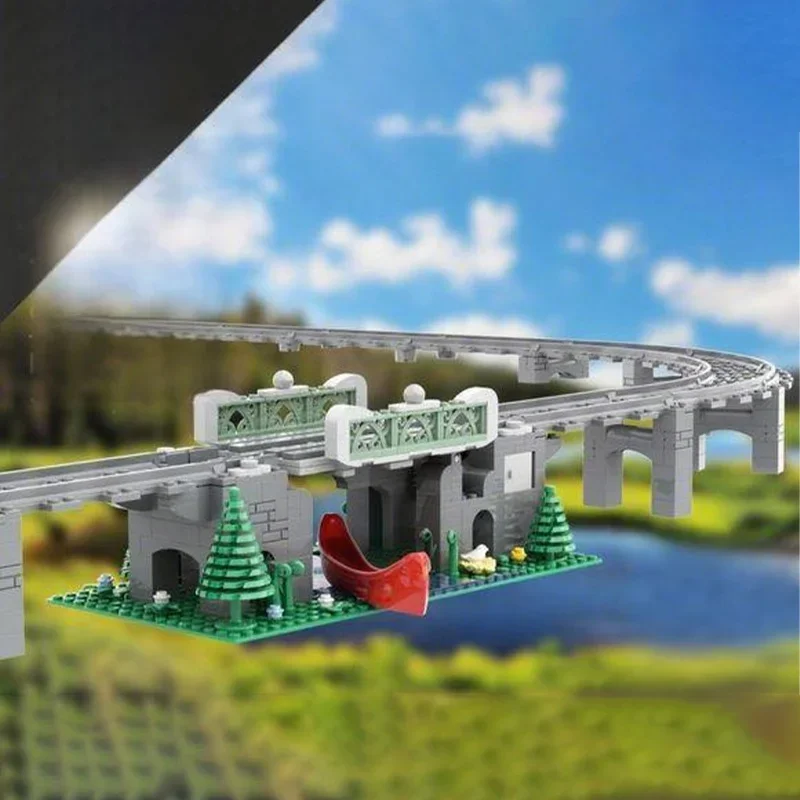 648pcs MOC Train Bridge Creek Drawbridge Ramp Model Technical Building Blocks Assembly DIY Creative Idea Display Brick Gift Home