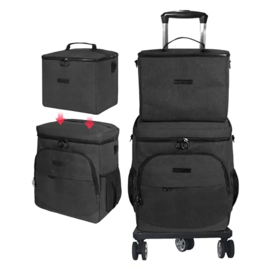 Soft Cooler with Wheels - Double Layer with Lunch Bag Collapsible Rolling Cooler, Large Removable Leakproof Portable Ice Packs
Soft Cooler with Wheels - Double Layer with Lunch Bag Collapsible Rolling Cooler, Large Removable Leakproof Portable Ice Packs