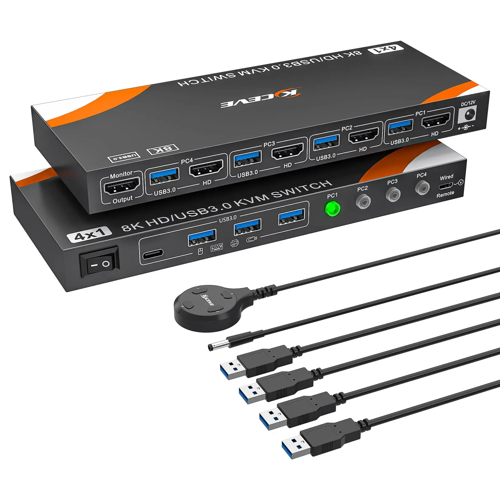 4K@120Hz HDMI KVM Switch 4 Computers 1 Monitor Simulation EDID,USB 3.0 KVM Switch Support 8K@60Hz for 4 PC Share Mouse Keyboard
4K@120Hz HDMI KVM Switch 4 Computers 1 Monitor Simulation EDID,USB 3.0 KVM Switch Support 8K@60Hz for 4 PC Share Mouse Keyboard