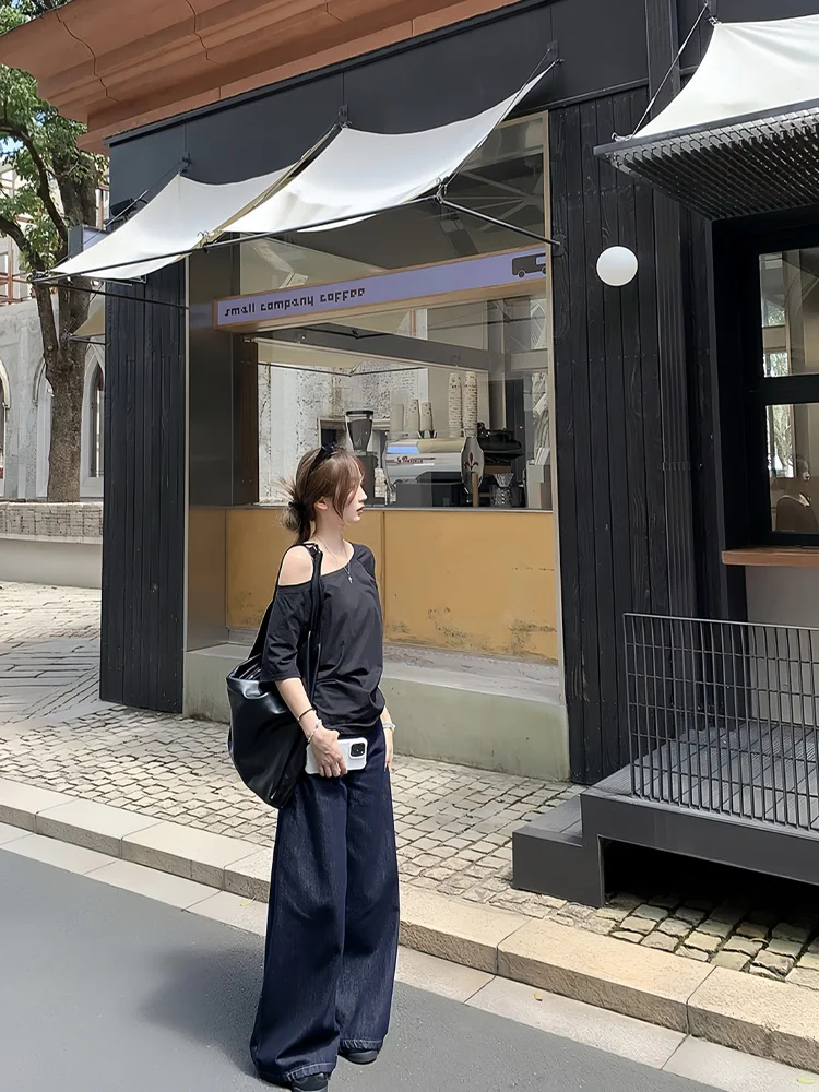 NUOMICI Solid Color Oblique Shoulder Short Sleeve Female Summer Off-Shoulder T-shirt Simple Fashion Hot Girl Black One-Shoulder
NUOMICI Solid Color Oblique Shoulder Short Sleeve Female Summer Off-Shoulder T-shirt Simple Fashion Hot Girl Black One-Shoulder