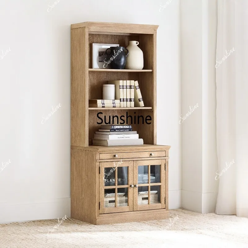 American rural open combination solid wood bookcase
American rural open combination solid wood bookcase