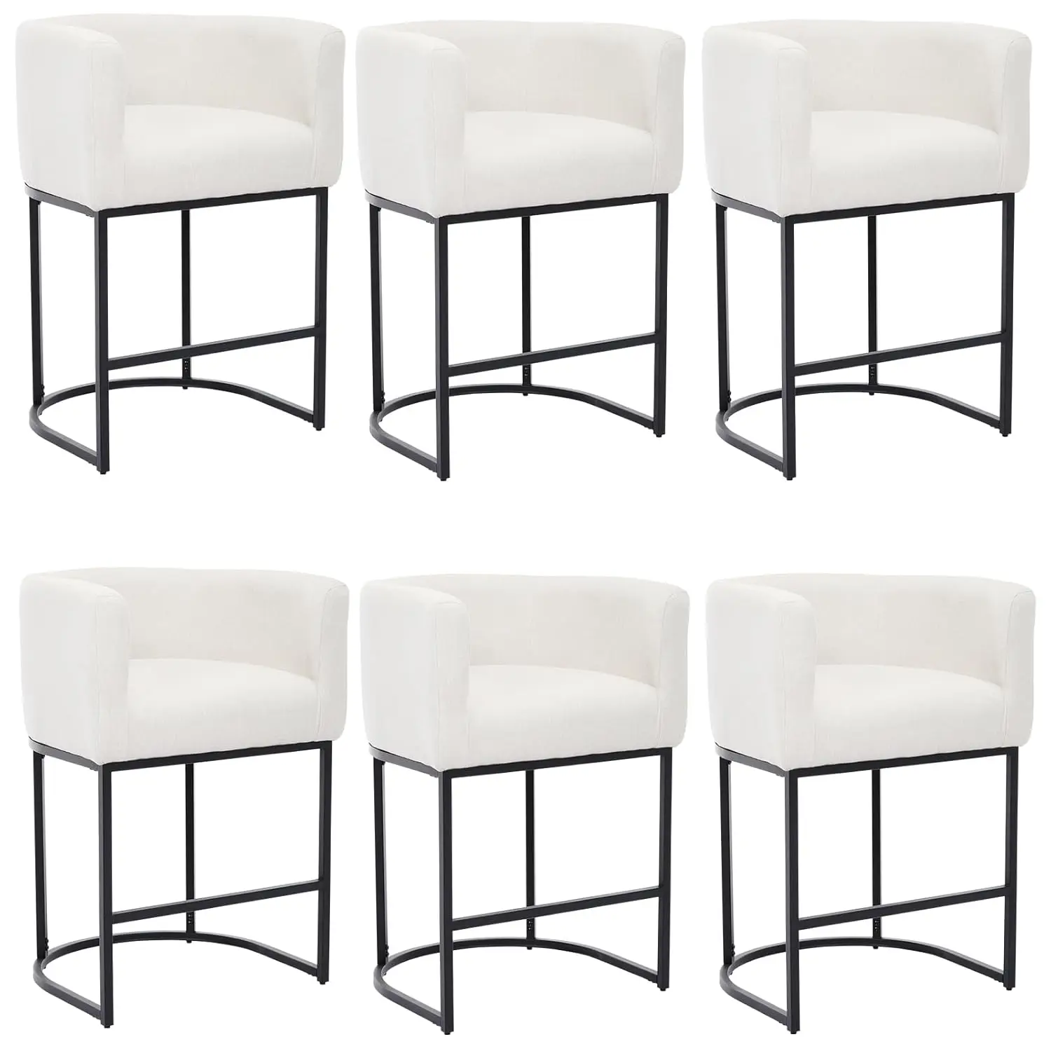 Upholstered Barrel Counter Stools with Arms Comfy Linen Fabric Metal Frame Kitchen Island Bar Height Set of 6, Customized
Upholstered Barrel Counter Stools with Arms Comfy Linen Fabric Metal Frame Kitchen Island Bar Height Set of 6, Customized