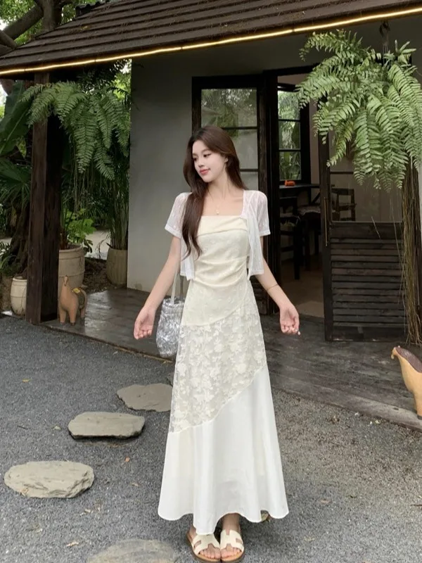 plus Size Gentle Style Lace Trimmed Crop Top And Skirt Set Summer New Arrival Short Sleeve Open Cardigan Top And Halter Dress
plus Size Gentle Style Lace Trimmed Crop Top And Skirt Set Summer New Arrival Short Sleeve Open Cardigan Top And Halter Dress