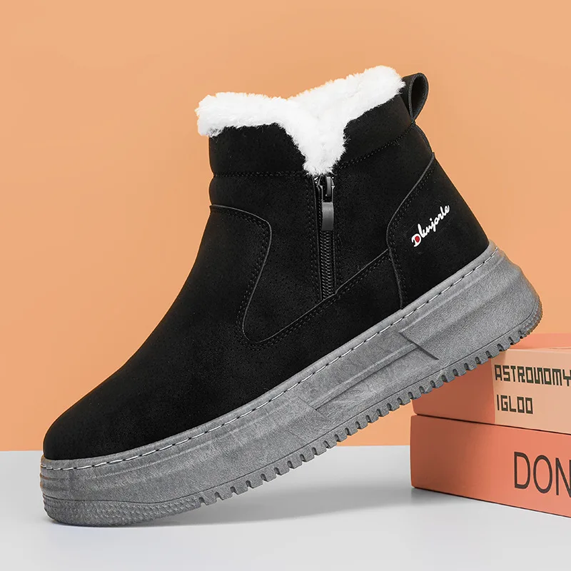 Мужская зимняя теплая обувь с высоким берцем, хорошее качество, непромокаемая плюшевая обувь с верхом, нескользящие хлопковые зимние ботинки 
Мужская зимняя теплая обувь с высоким берцем, хорошее качество, непромокаемая плюшевая обувь с верхом, нескользящие хлопковые зимние ботинки