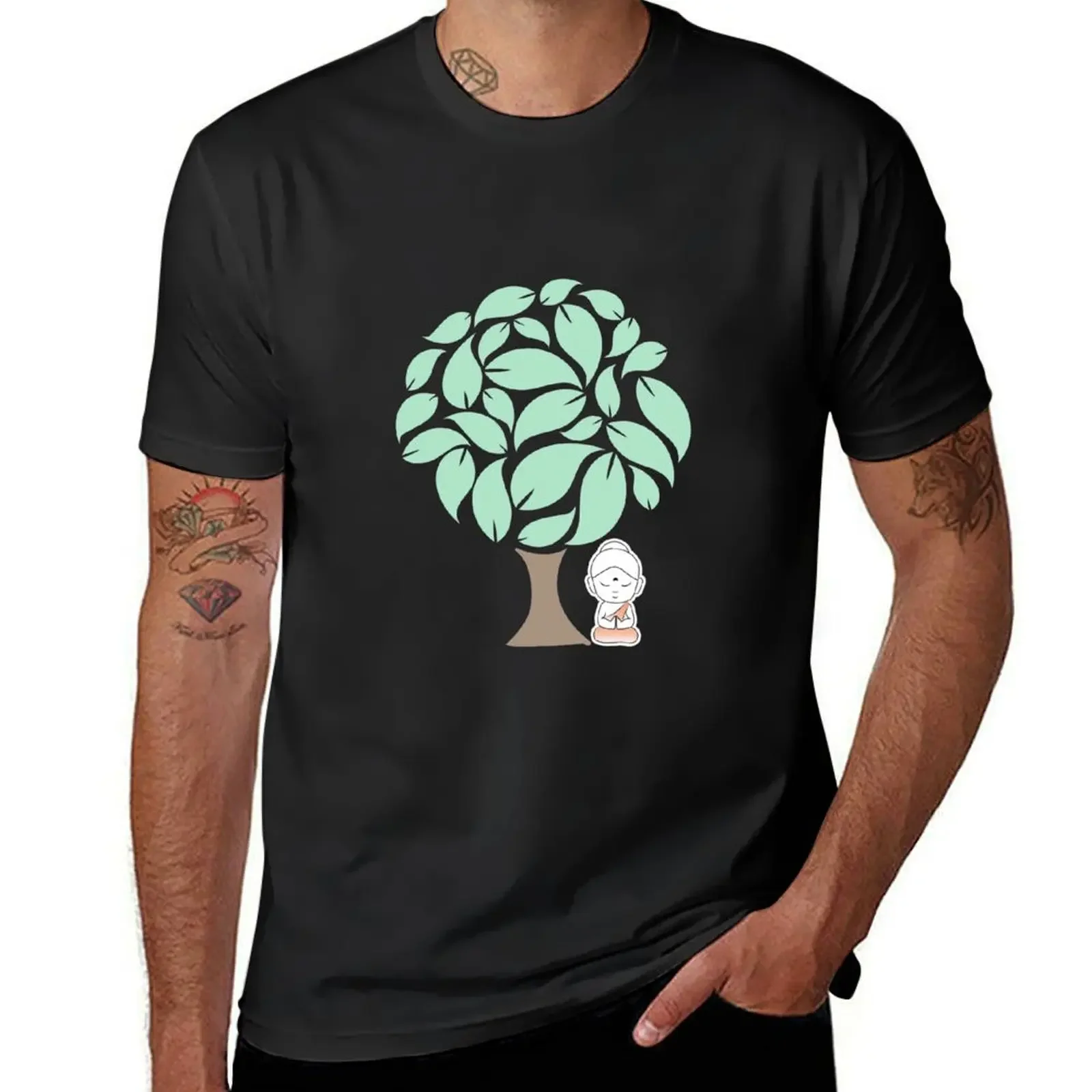 Buddha meditating under a 'Bodhi' (sacred fig tree) tree, under which he received enlightenment. T-Shirt
Buddha meditating under a 'Bodhi' (sacred fig tree) tree, under which he received enlightenment. T-Shirt