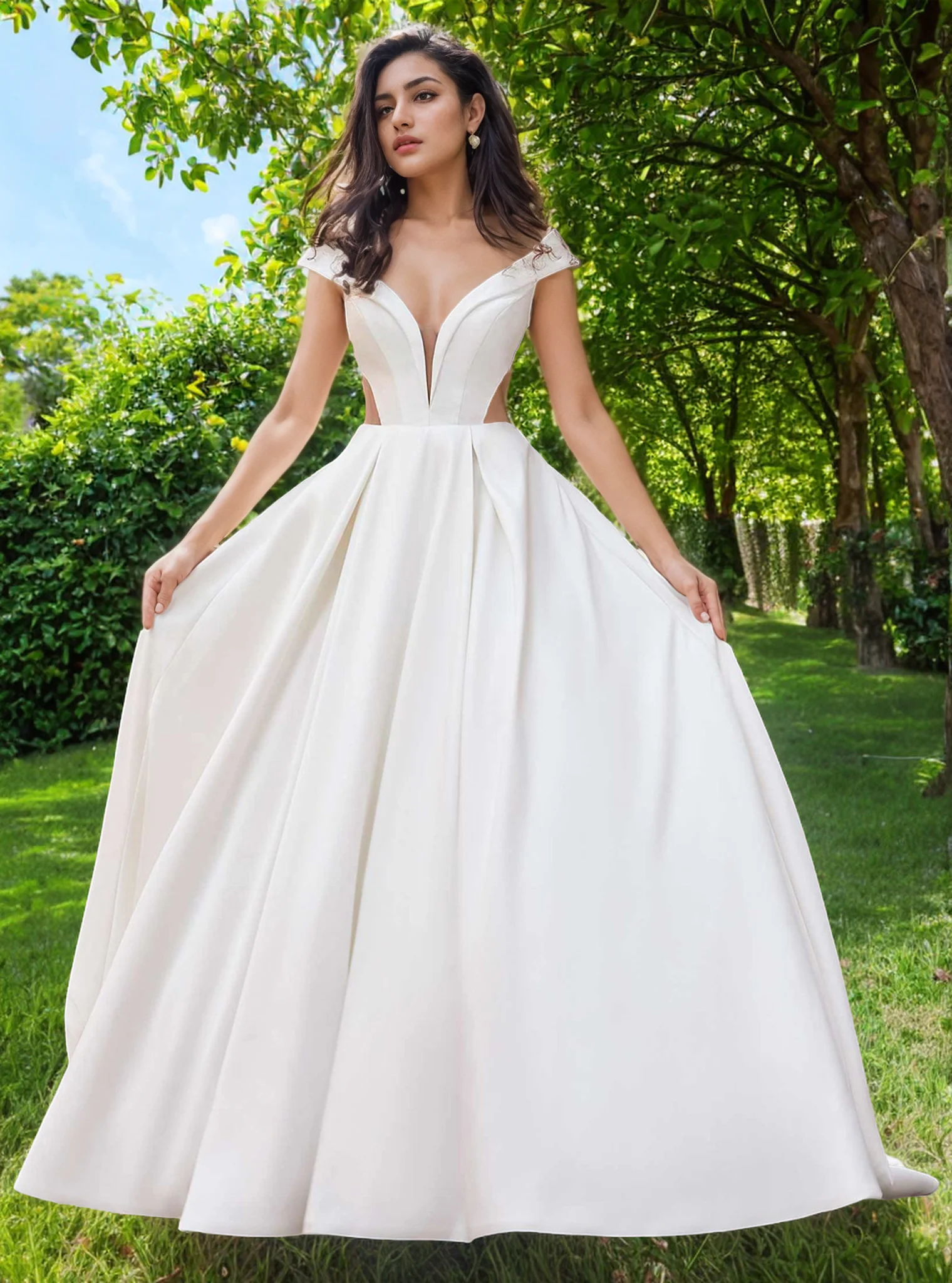 Elegant Sexy Modern A-Line Wedding Dress Off Shoulder Court Train Cap Sleeve Satin Solid Color Bridal Gown 2025 free customized
Elegant Sexy Modern A-Line Wedding Dress Off Shoulder Court Train Cap Sleeve Satin Solid Color Bridal Gown 2025 free customized