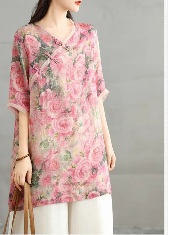 Summer New Embroidered Print Thin irt Large Size Women's Clothing Jade Button Asymmetrical Hem Svel V-ne Mid-length...
Summer New Embroidered Print Thin irt Large Size Women's Clothing Jade Button Asymmetrical Hem Svel V-ne Mid-length...