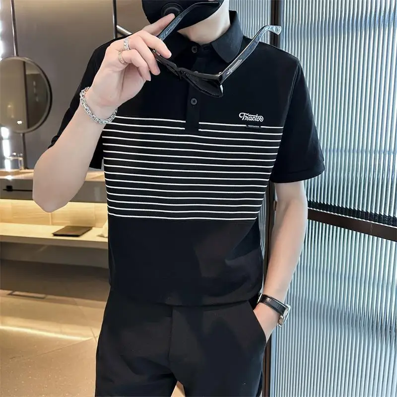 Casual Striped Basic Polo Shirts Men's Clothing Stylish Embroidery Summer Turn-down Collar Button Daily Short Sleeve T-shirts
Casual Striped Basic Polo Shirts Men's Clothing Stylish Embroidery Summer Turn-down Collar Button Daily Short Sleeve T-shirts