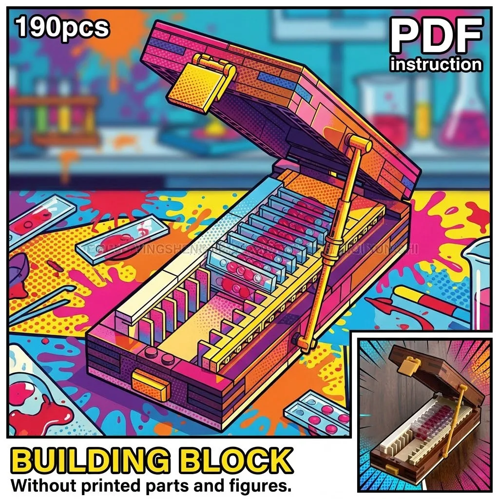 Hinged Dexter Trophy Slide Case Box Prop with Transparent Tile Racks MOC Block Model