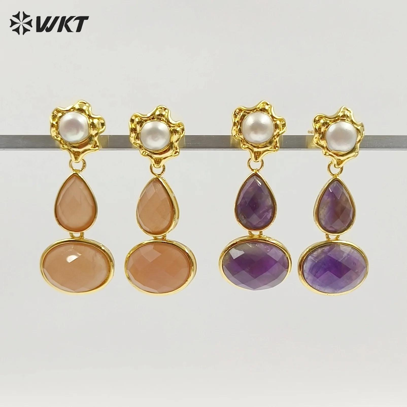 WT-E824 Exclusive Natural Pearl And Double Gemstones Gold Plated Women Earrings For Friends Vintage Beautiful Jewelry Gifts
WT-E824 Exclusive Natural Pearl And Double Gemstones Gold Plated Women Earrings For Friends Vintage Beautiful Jewelry Gifts