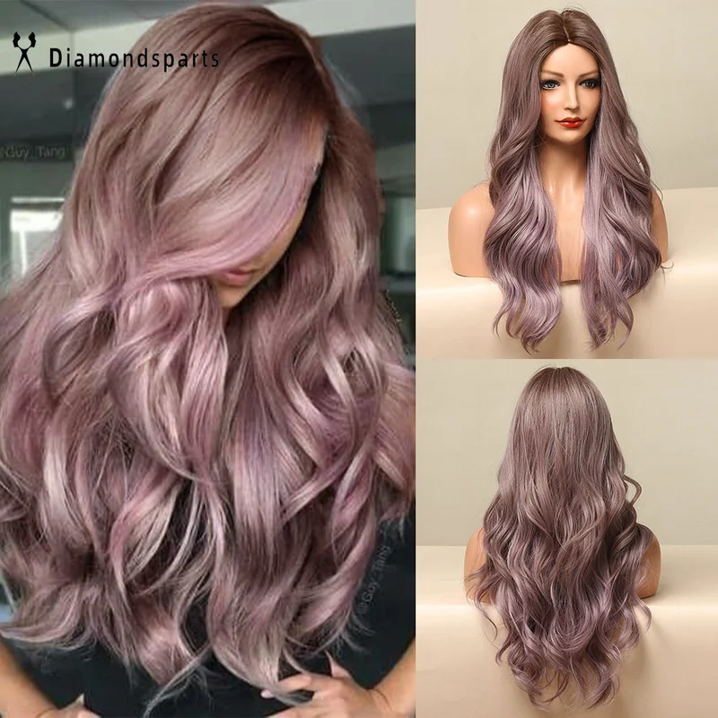 26-дюймовые длинные объемные волнистые парики Ombré, пепельно-фиолетового цвета, синтетические для женщин, на каждый день 
26-дюймовые длинные объемные волнистые парики Ombré, пепельно-фиолетового цвета, синтетические для женщин, на каждый день