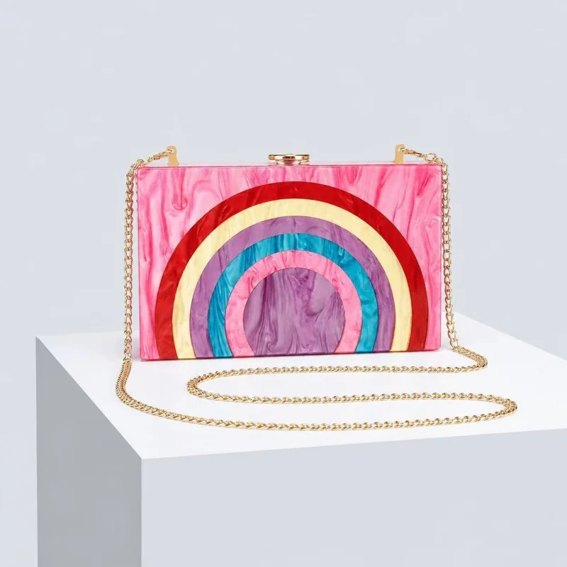 Trendy Acrylic Rainbow Splicing Bag New In Fashion Box Bag Small Square Bag Lady Sweet Style Handheld Lipstick Bag Purse
Trendy Acrylic Rainbow Splicing Bag New In Fashion Box Bag Small Square Bag Lady Sweet Style Handheld Lipstick Bag Purse