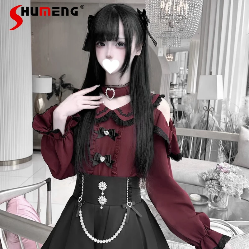 Japanese Mine Mass-produced Burgundy Long-sleeved Shirt Spring and Summer Women's Sweet Bow Girls Lolita Top Black Skirts Set
Japanese Mine Mass-produced Burgundy Long-sleeved Shirt Spring and Summer Women's Sweet Bow Girls Lolita Top Black Skirts Set