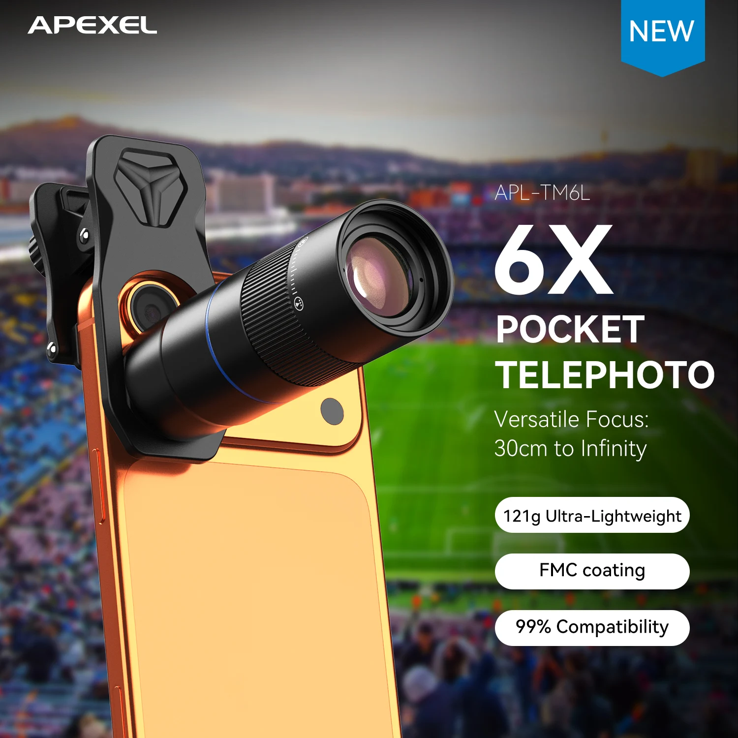 APEXEL HD 6x Telephoto Lens Close Focus observation Telescope Lenses for iPhone Samsung all Smartphones Shooting Mobile Lenses
APEXEL HD 6x Telephoto Lens Close Focus observation Telescope Lenses for iPhone Samsung all Smartphones Shooting Mobile Lenses