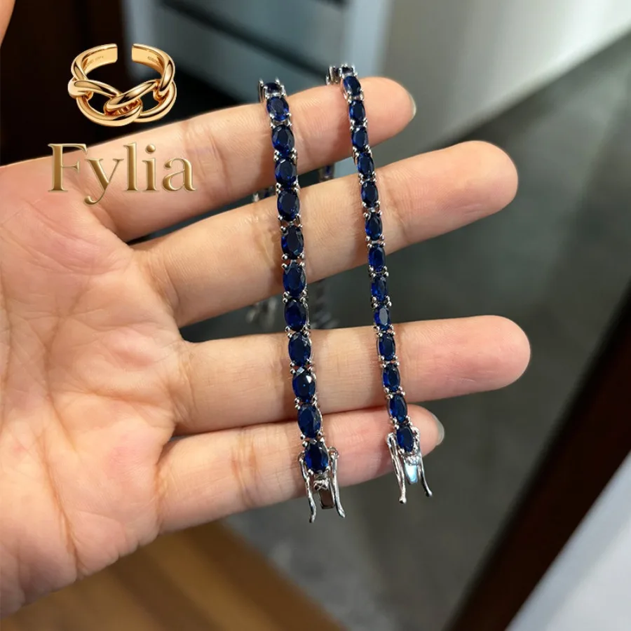 Fylia Jewelry Luxury Solid Platinum PT950 Blue Oval Moissanite Bracelet Ins Women's Niche Design Simple Fashion Bracelet
Fylia Jewelry Luxury Solid Platinum PT950 Blue Oval Moissanite Bracelet Ins Women's Niche Design Simple Fashion Bracelet