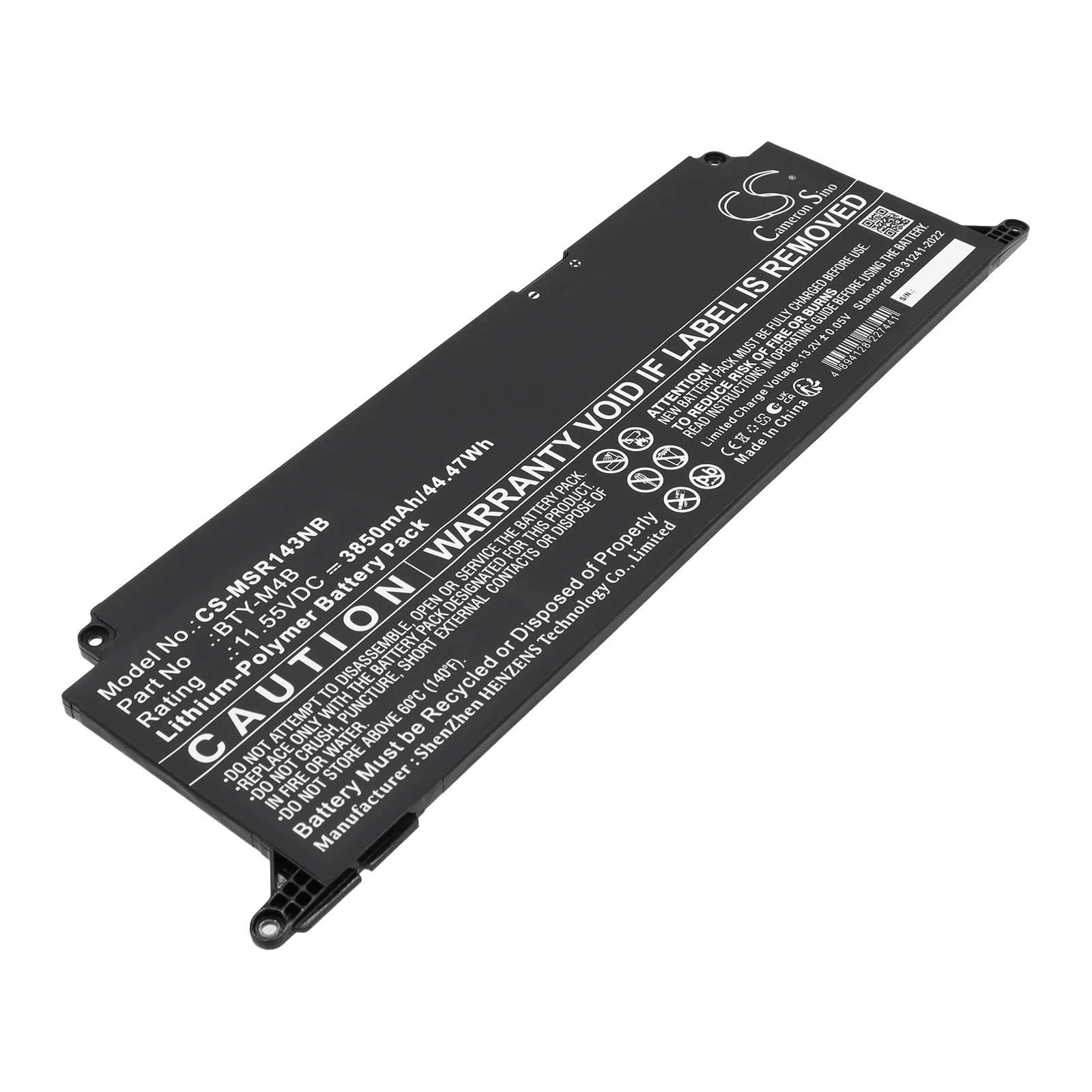 Cameron Sino 11.55V 3850mAh Replacement Notebook, Laptop Battery BTY-M4B for MSI F13MG-206XES Modern 14
Cameron Sino 11.55V 3850mAh Replacement Notebook, Laptop Battery BTY-M4B for MSI F13MG-206XES Modern 14