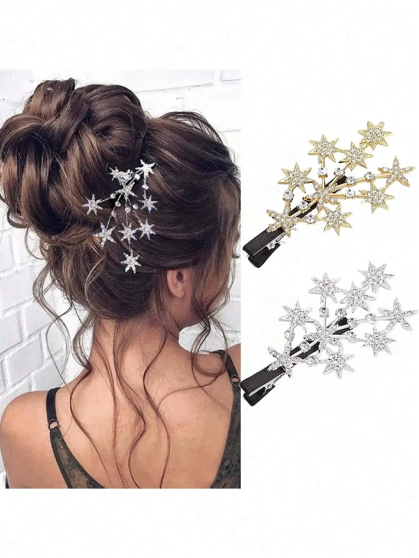 2Pcs Five-Pointed Hollow Star Hair Clips Rhinestone Star Hairpin Silver Metal Hair Barrettes Elegant Geometric Hair Pins Fashion Hair Barrettes Accessories For Women Girls, Gold Head Piece Claw Clips, School Stuff, Hair Accessories
2Pcs Five-Pointed Hollow Star Hair Clips Rhinestone Star Hairpin Silver Metal Hair Barrettes Elegant Geometric Hair Pins Fashion Hair Barrettes Accessories For Women Girls, Gold Head Piece Claw Clips, School Stuff, Hair Accessories