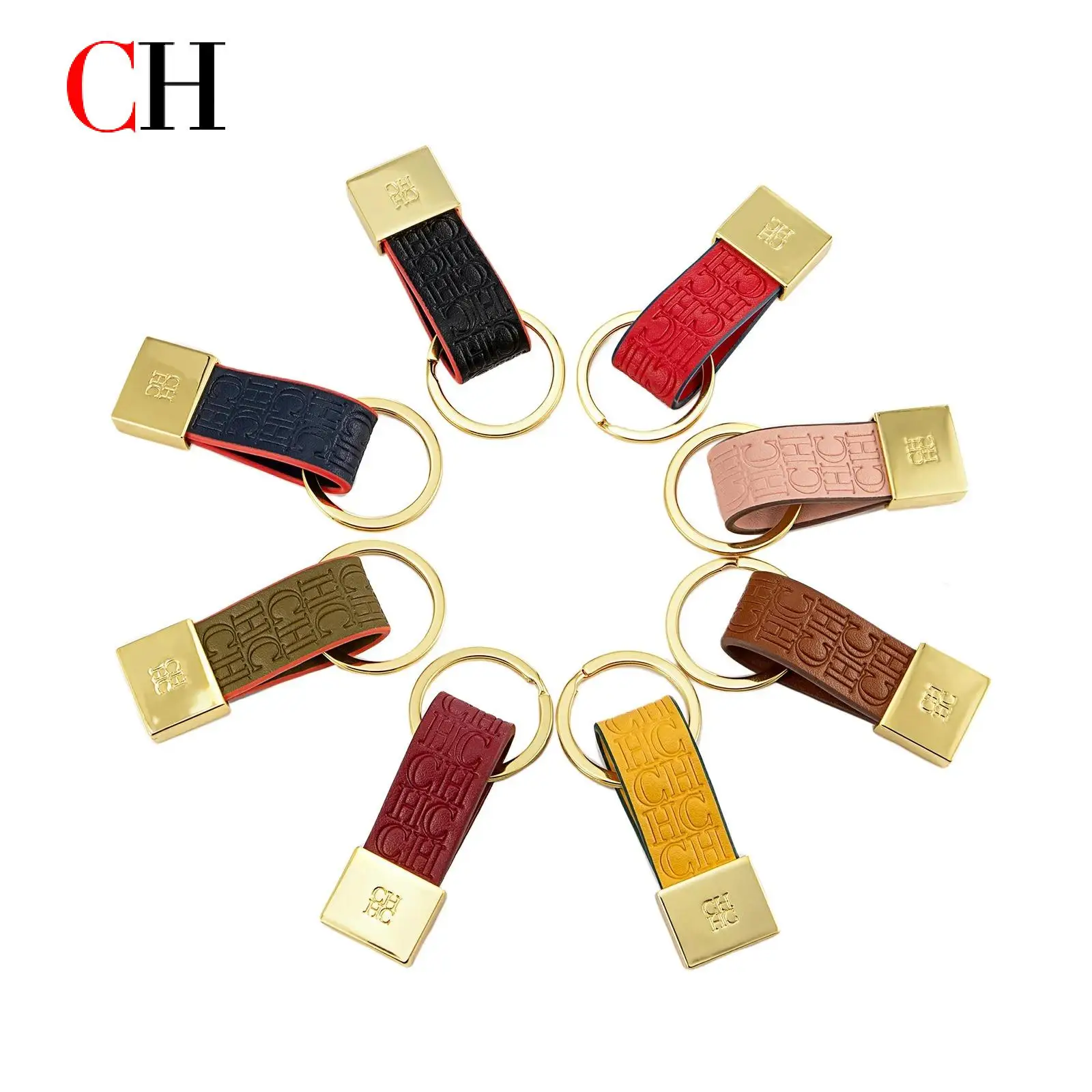 CH Embossed Monogram Leather Keychain Gold Plated Key Ring Luxury Stylish Key Holder Gift Daily Use Fashion Accessory Trendy
CH Embossed Monogram Leather Keychain Gold Plated Key Ring Luxury Stylish Key Holder Gift Daily Use Fashion Accessory Trendy