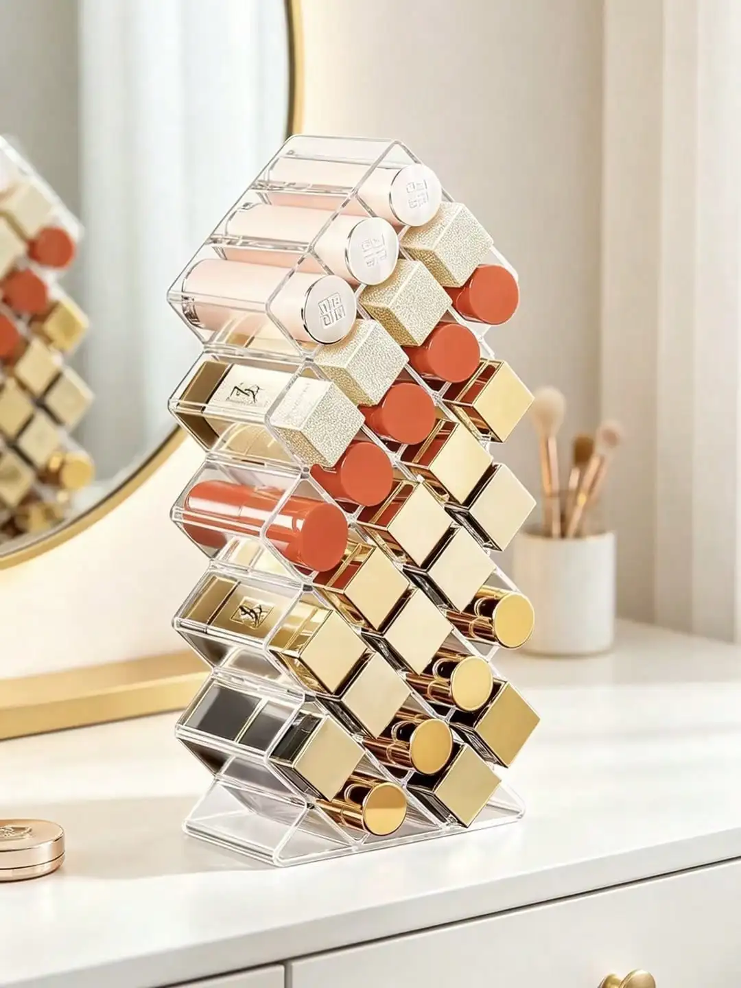 16/28-Hole Clear Lipstick Storage Box, Stackable Fish-Shaped Lipstick Tower, Lip Gloss Organizer Rack, Suitable For Lipstick/Makeup Organization And Vanity Display ,Jewellery Box,Pouch,Makeup Brush Holder,Brush Holder,Perfume Organiser,Pouch Bag,Gifts For
16/28-Hole Clear Lipstick Storage Box, Stackable Fish-Shaped Lipstick Tower, Lip Gloss Organizer Rack, Suitable For Lipstick/Makeup Organization And Vanity Display ,Jewellery Box,Pouch,Makeup Brush Holder,Brush Holder,Perfume Organiser,Pouch Bag,Gifts For