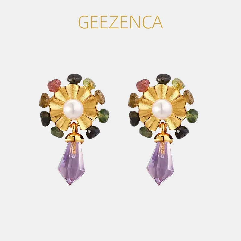 GEEZENCA Tourmaline 925 Silver Pearl Flower Amethyst Charm Drop Earrings Women Gold Plated Dainty Trendy Statement Earring Gift
GEEZENCA Tourmaline 925 Silver Pearl Flower Amethyst Charm Drop Earrings Women Gold Plated Dainty Trendy Statement Earring Gift