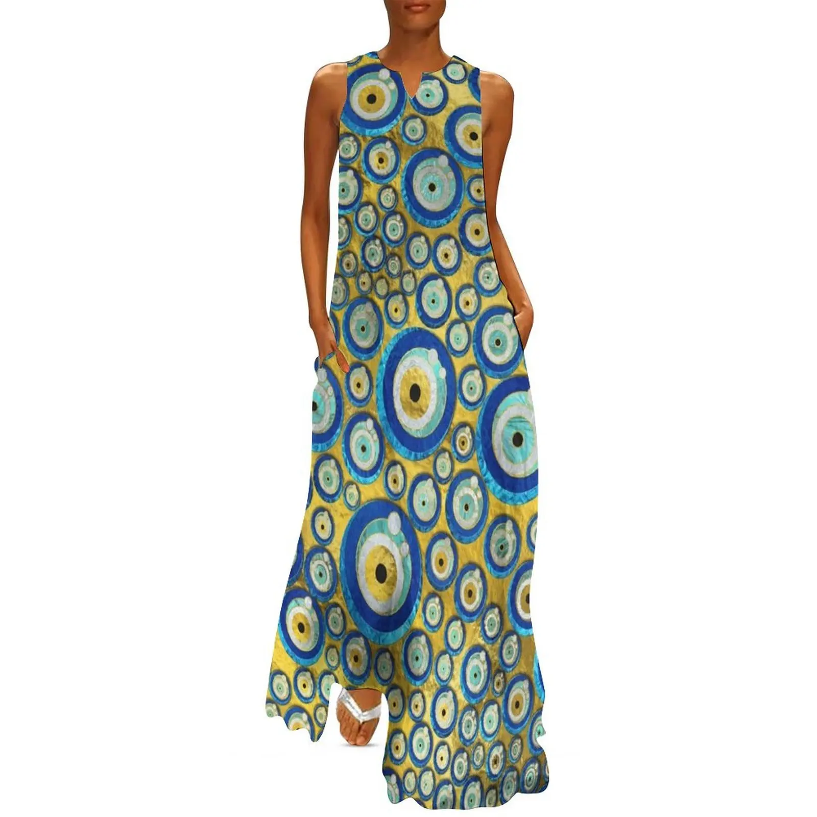 Greek Blue Glass Evil Eye Amulet Pattern Long Dress long dress women elegant women's dresses sale Prom gown loose women's dress
Greek Blue Glass Evil Eye Amulet Pattern Long Dress long dress women elegant women's dresses sale Prom gown loose women's dress