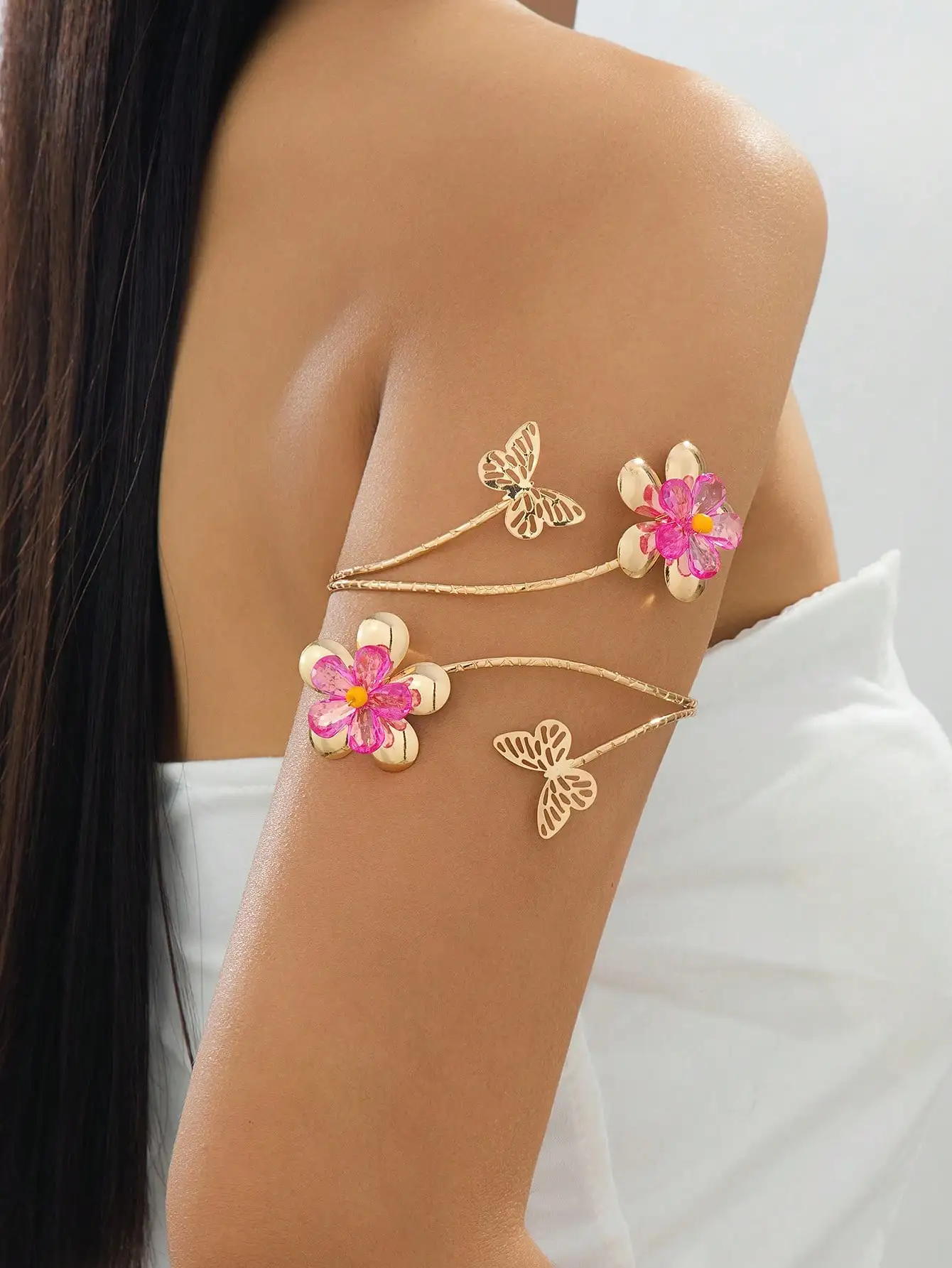 1pc Fashion Beach Vacation Style Colorful Acrylic Flower Metal Arm Cuff, Suitable For Daily And Seaside Wear
1pc Fashion Beach Vacation Style Colorful Acrylic Flower Metal Arm Cuff, Suitable For Daily And Seaside Wear