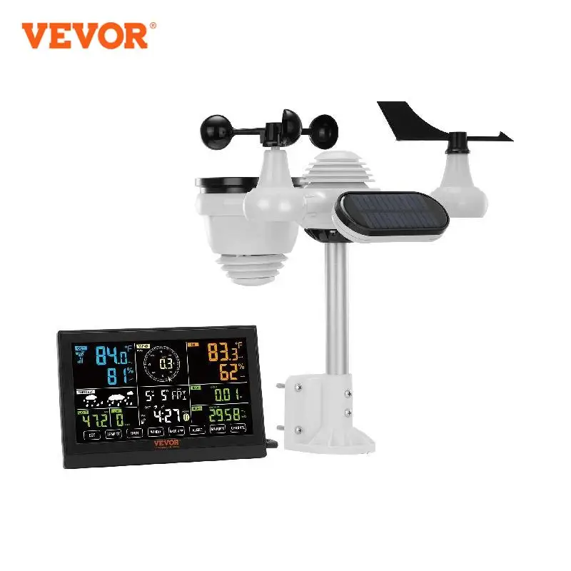 VEVOR 7-in-1 Wireless Weather Station 7.5 in Large Color Display Digital Home Weather Station for Forecast Data, Alarm, Alerts
VEVOR 7-in-1 Wireless Weather Station 7.5 in Large Color Display Digital Home Weather Station for Forecast Data, Alarm, Alerts