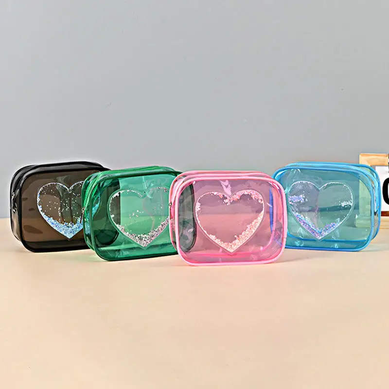 Sequin Heart PVC Transparent Cosmetic Bag Simple Ladies Large Capacity Travel Portable Waterproof Sundry Storage Toiletry Bags
Sequin Heart PVC Transparent Cosmetic Bag Simple Ladies Large Capacity Travel Portable Waterproof Sundry Storage Toiletry Bags