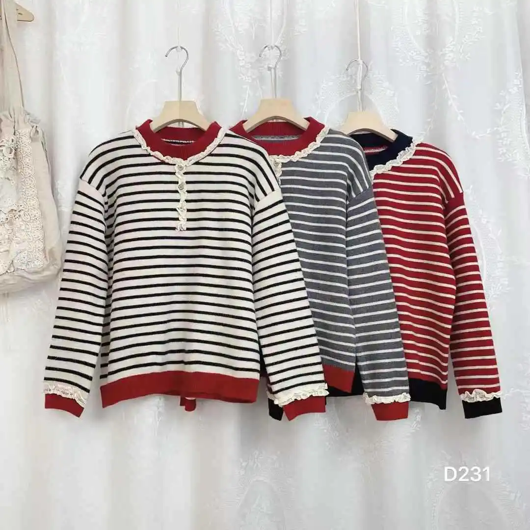 Japanese Sweet Mori Girl Striped Patchwork Knitted Pullover Sweaters Women Autumn Stand Collar Long Sleeve Casual Knitwear Tops
Japanese Sweet Mori Girl Striped Patchwork Knitted Pullover Sweaters Women Autumn Stand Collar Long Sleeve Casual Knitwear Tops