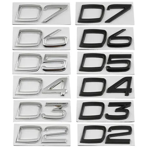 Car Metal D2 D3 D4 D5 D6 D7 Words Logo Badge Emblem Decals Sticker For Volvo S40 S60 S80 S90 XC40 XC60 XC90 V40 V60 V70 V90 C30