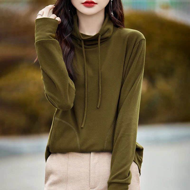 Spring and summer drawstring pile up collar pullover hoodie for women's casual loose design niche bottom top
Spring and summer drawstring pile up collar pullover hoodie for women's casual loose design niche bottom top