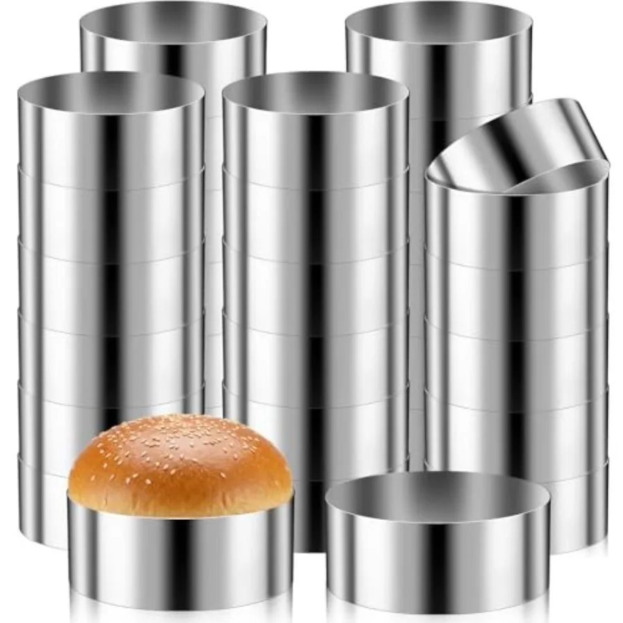 Baking: stainless steel, silver, non-stick hamburger bun rings mold for eggs, pancakes, muffins, scones, dessert making
Baking: stainless steel, silver, non-stick hamburger bun rings mold for eggs, pancakes, muffins, scones, dessert making