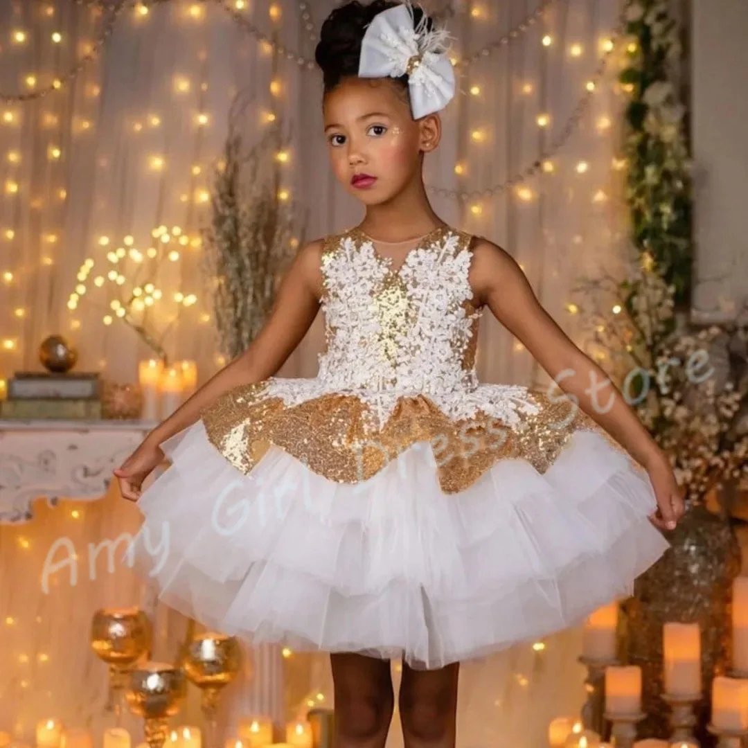 Luxury Flower Girl Dress For Wedding Shiny Gold Sequins Lace Appliques Puffy Kids Pageant Gowns Photo Shoot Dress Customized
Luxury Flower Girl Dress For Wedding Shiny Gold Sequins Lace Appliques Puffy Kids Pageant Gowns Photo Shoot Dress Customized