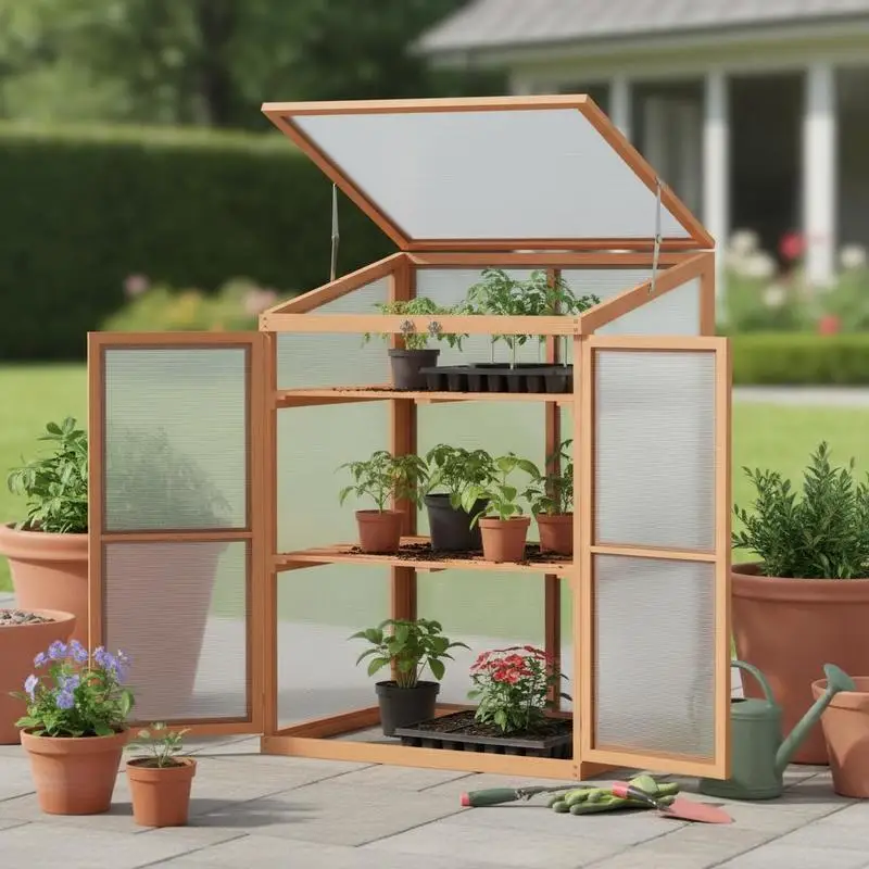 Wooden Cold Frame Greenhouse Small Mini Planter Box, 30" L x 24" W x 44" H, Natural
Wooden Cold Frame Greenhouse Small Mini Planter Box, 30" L x 24" W x 44" H, Natural