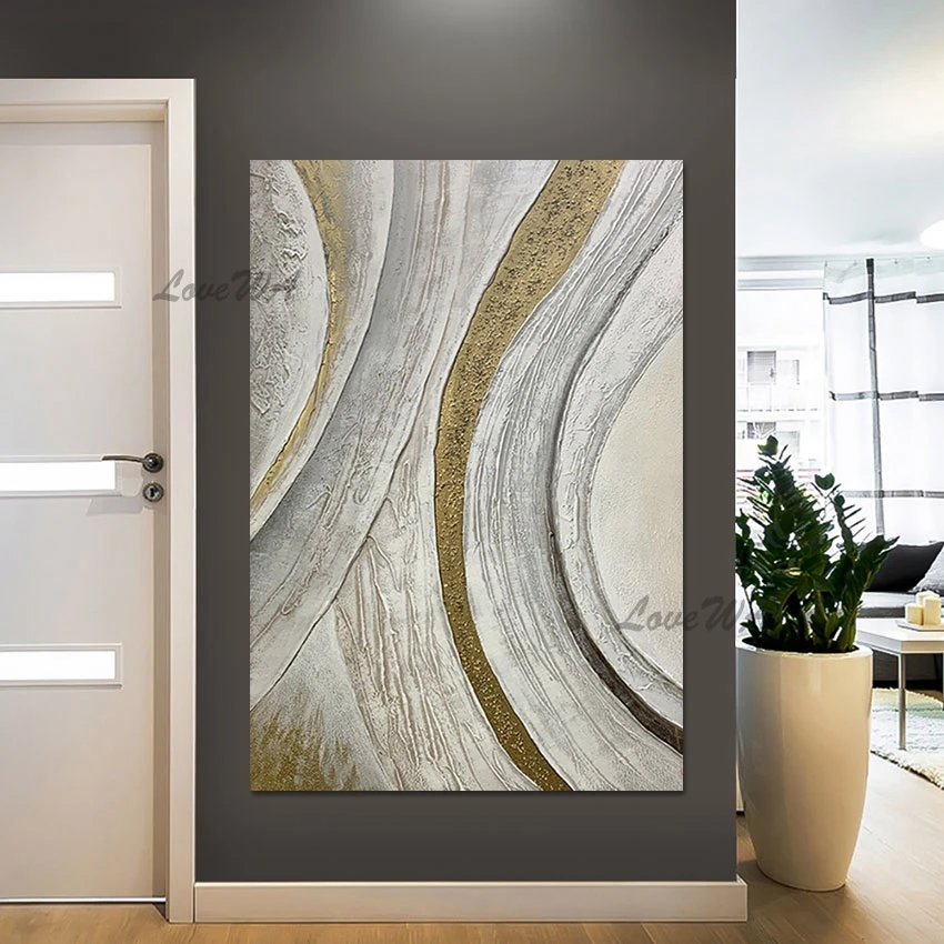 Outdoor Wall Art Decor Picture Frameless Gold Foil Design Hand Drawing White Acrylic Abstract Canvas Oil Painting As A Gift
Outdoor Wall Art Decor Picture Frameless Gold Foil Design Hand Drawing White Acrylic Abstract Canvas Oil Painting As A Gift