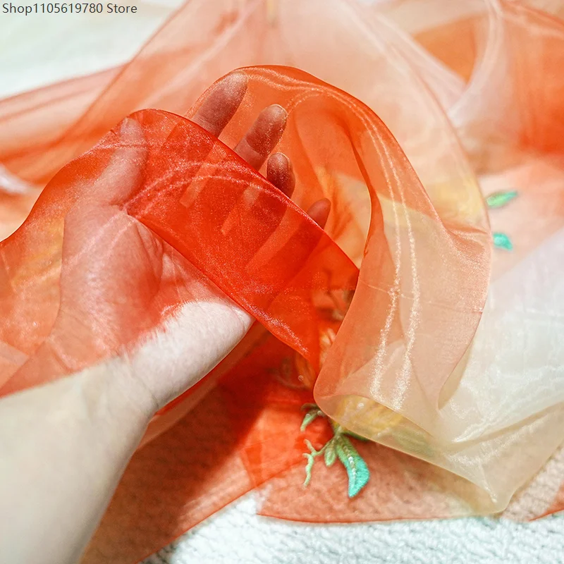 1M Pomegranate Embroidery Chiffon Fabric Gradient Transparent Tulle Diy Sewing Cheongsam Chinese Costume Hanfu Cosplay Dress
1M Pomegranate Embroidery Chiffon Fabric Gradient Transparent Tulle Diy Sewing Cheongsam Chinese Costume Hanfu Cosplay Dress