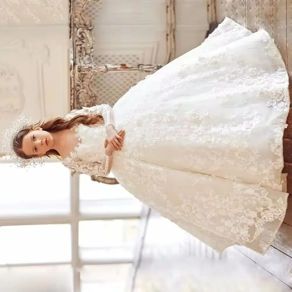 Customized White Flower Girl Dresses Luxurious Rose Floral Appliques Long Sleeve For Wedding Prom Party Pageant Banquet Gowns
Customized White Flower Girl Dresses Luxurious Rose Floral Appliques Long Sleeve For Wedding Prom Party Pageant Banquet Gowns