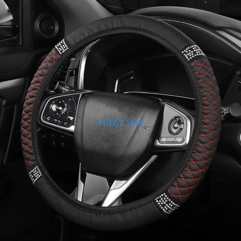 37JE PU Leather Steering Wheel Cover with Sparkling Diamond Detail Diamond Designings Steering Wheel Cover Simple Install
37JE PU Leather Steering Wheel Cover with Sparkling Diamond Detail Diamond Designings Steering Wheel Cover Simple Install