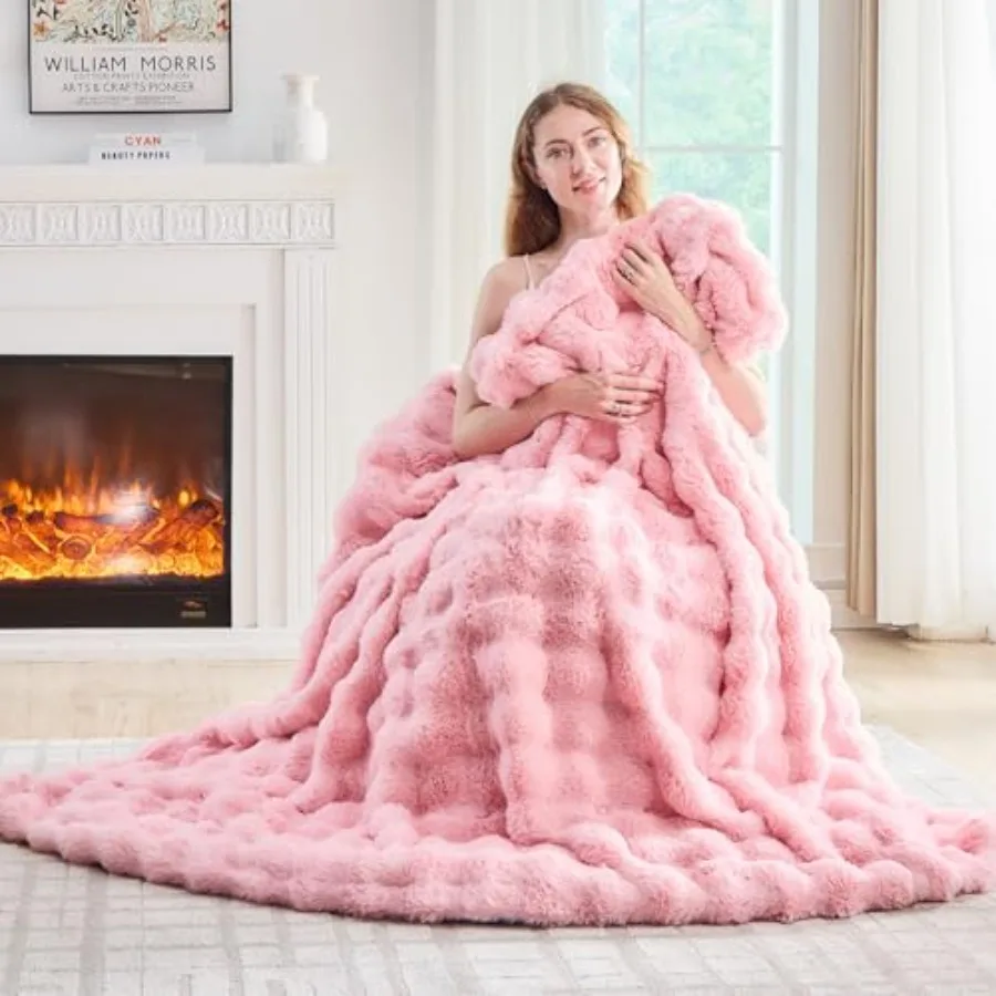 Faux Fur Throw Blanket Pink - Big Bubble Rabbit Fluff Blanket for Couch Sall Fluffy Fuzzy Cozy Blanket Thick Furry Plush Shaggy
Faux Fur Throw Blanket Pink - Big Bubble Rabbit Fluff Blanket for Couch Sall Fluffy Fuzzy Cozy Blanket Thick Furry Plush Shaggy