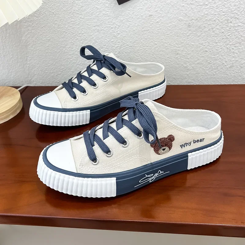 Summer Fashion Women Half slipper Low Top Lace Up Casual Flats Canvas Breathable Women Sneaker Trend Walking Shoe Tenis De Mujer
Summer Fashion Women Half slipper Low Top Lace Up Casual Flats Canvas Breathable Women Sneaker Trend Walking Shoe Tenis De Mujer