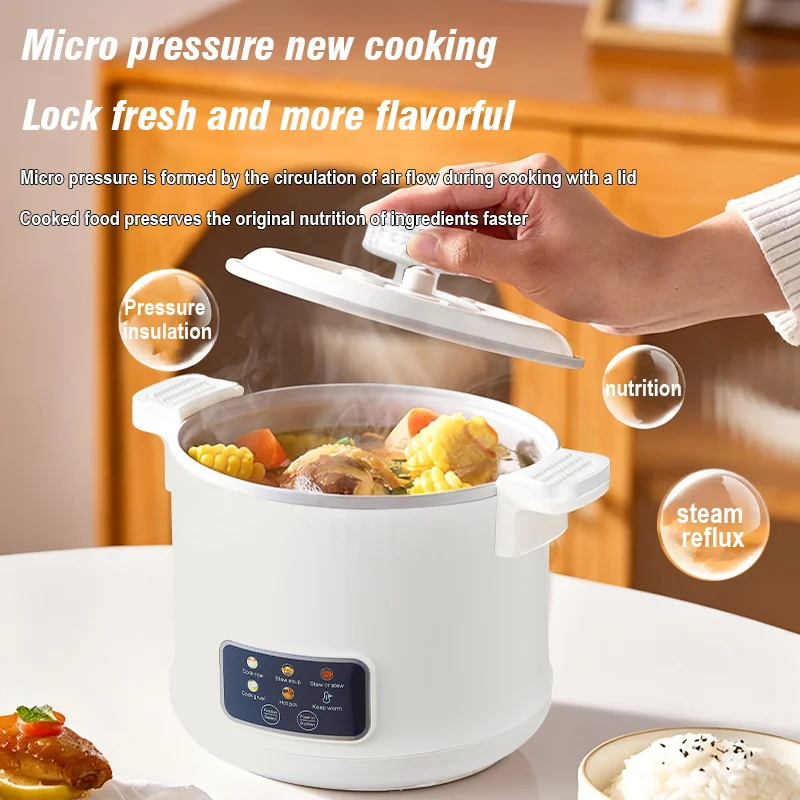 Электрическая рисоварка 220 В, 1,8 л, рисоварка с микропод давлением для 1-2 человек, многофункциональная бытовая кастрюля, каша, суп
Электрическая рисоварка 220 В, 1,8 л, рисоварка с микропод давлением для 1-2 человек, многофункциональная бытовая кастрюля, каша, суп