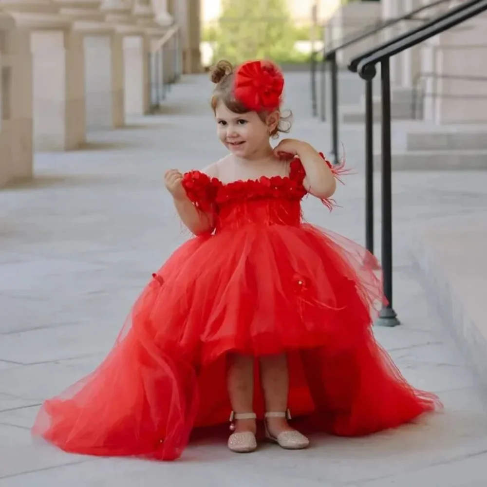 Red Cute Flower Girl Dress High-Low Off Shoulder Applique Tulle Formal Occasion Baby Dress Bridesmaid Ball Gown Custom Made 2025
Red Cute Flower Girl Dress High-Low Off Shoulder Applique Tulle Formal Occasion Baby Dress Bridesmaid Ball Gown Custom Made 2025