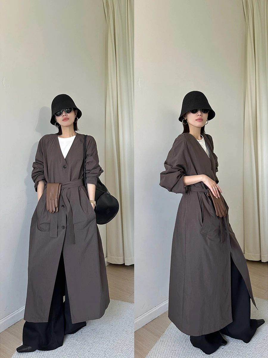 Classic MUCCHIC V-Neck Thin Long Casual Coat Single Button Loose Fit Commute Style Cotton Nylon Blend Daily Wear
Classic MUCCHIC V-Neck Thin Long Casual Coat Single Button Loose Fit Commute Style Cotton Nylon Blend Daily Wear