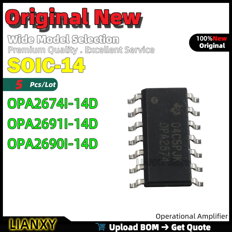 5 шт. SOIC-14 OPA2674I-14D OPA2691I-14D OPA2690I-14D операционный усилитель новый оригинальный
5 шт. SOIC-14 OPA2674I-14D OPA2691I-14D OPA2690I-14D операционный усилитель новый оригинальный