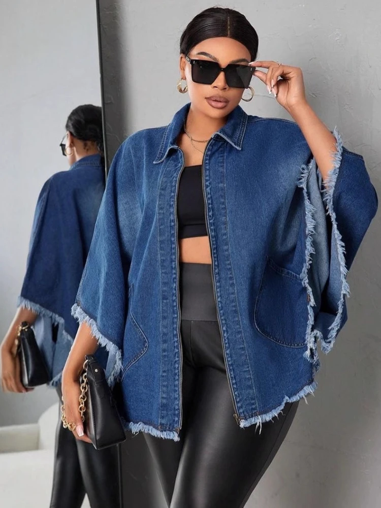 Women's Solid Color Denim Jacket for Autumn and Winter Women's Fashion, Loose Collar, Bat Sleeve Jacket, Daily Commuting Top
Women's Solid Color Denim Jacket for Autumn and Winter Women's Fashion, Loose Collar, Bat Sleeve Jacket, Daily Commuting Top